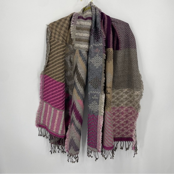 Ahujasons Wool Scarf striped Print beige pink - Picture 1 of 3